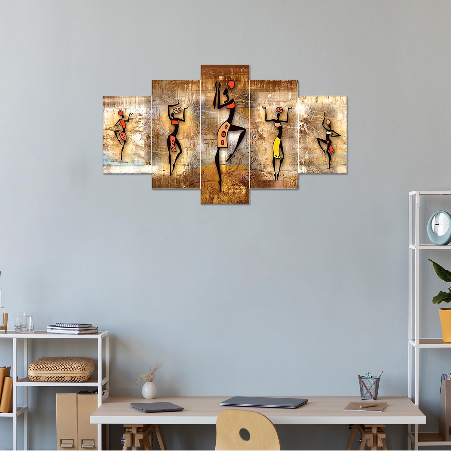 AlertEra Industries Wall Paintings | Wood Wall Art for Bedroom | Rajasthani Dance Wall Sculpture | Painting for office | Paintin
