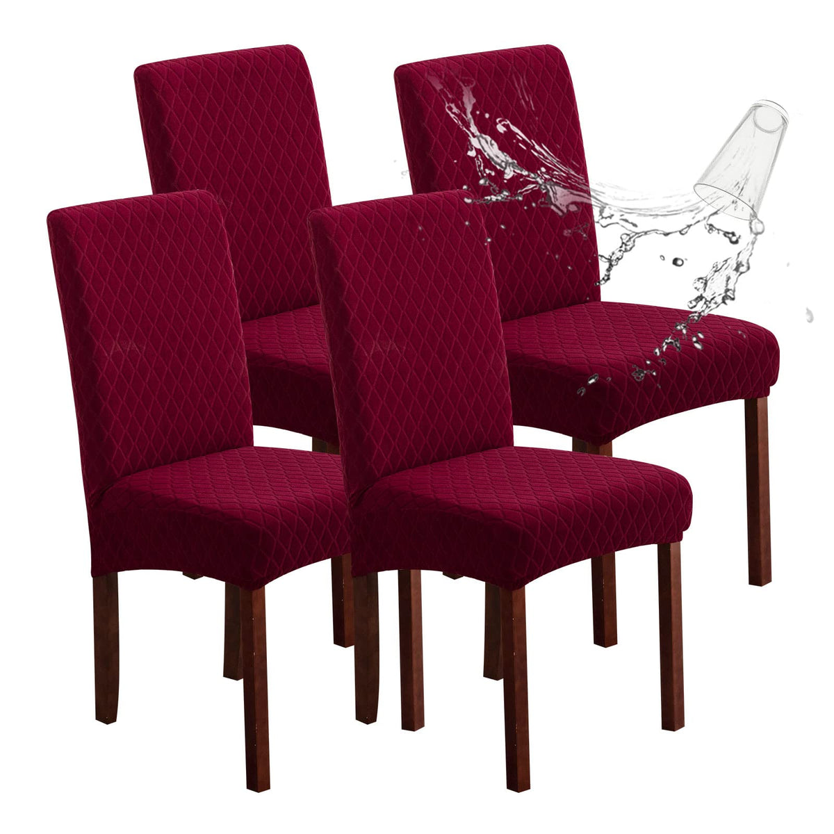 Genina Waterproof Chair Covers For Dining Room, Stretch Jacquard Dining Chair Slipcovers Removable Washable Chair Protector For