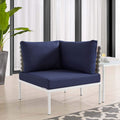 Modway Harmony Outdoor Patio Basket Weave Sectional Sofa Corner Chair in Tan Navy