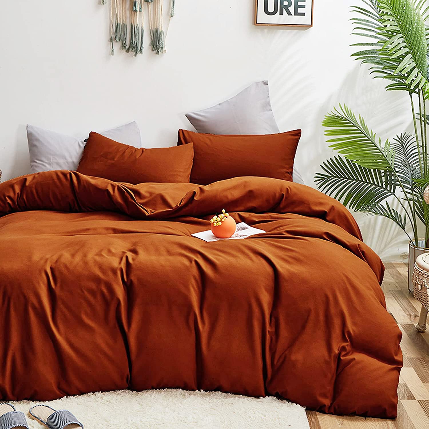 Karever Rust Comforter Sets Twin Burnt Orange Bedding Set Reddish Caramel Color Boys Girls Bed Set Terracotta 3 Pieces Lightweig