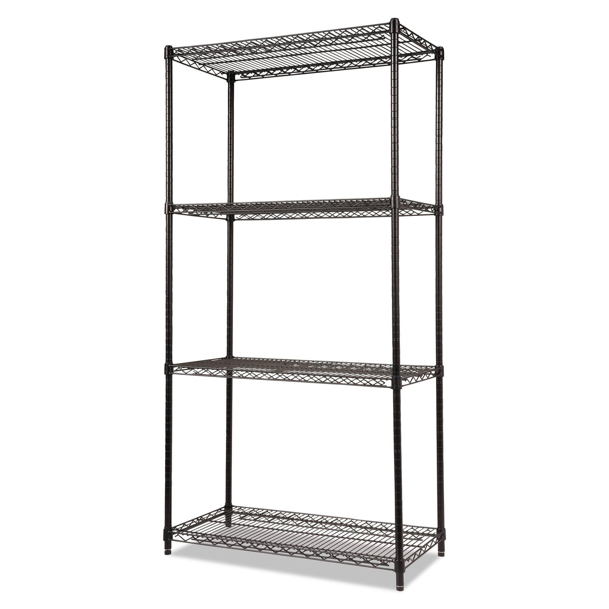 Alera ALESW503618BL NSF Certified Industrial 36 in. x 18 in. x 72 in. 4-Shelf Wire Shelving Kit - Black