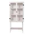 LOKKHAN Metal Storage Cabinet with Ventilated Mesh Doors, Matte White, Modern Industrial Style, 59.1in Tall Standing Shelving, D