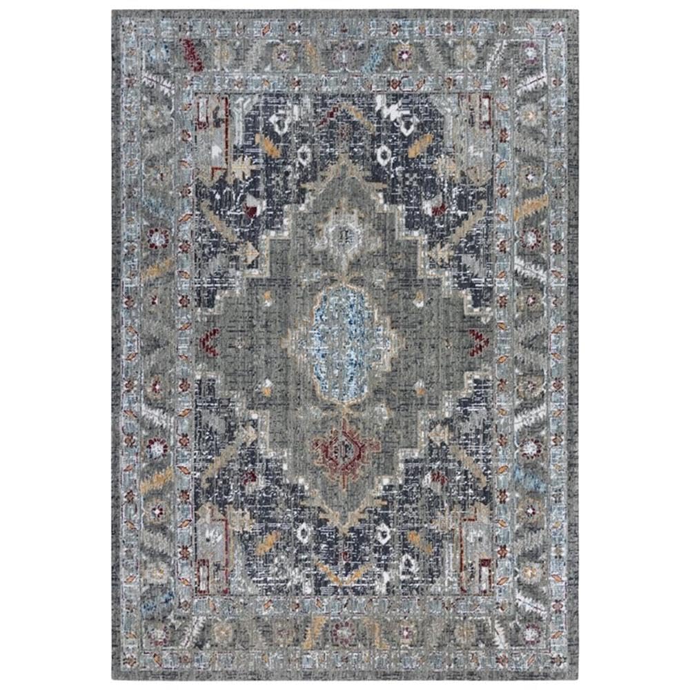 Sanction 5'2" X 7'9" Abstract Gray/Grey/Multi Color Power-Loom Area Rug