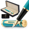 Wordsworth & Black Fountain Pen Set, Medium Nib, Includes 6 Ink Cartridges And Ink Refill Converter, Journaling, Calligraphy, Sm