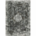 HomeRoots 508939 10 x 13 ft. Charcoal Rust Gray Blue Ivory & Brown Oriental Power Loom Stain Resistant Rectangle Area Rug