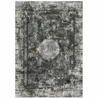 HomeRoots 508937 6 x 9 ft. Charcoal Rust Gray Blue Ivory & Brown Oriental Power Loom Stain Resistant Rectangle Area Rug