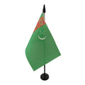 Turkmenistan Table Flag 4' X 6' - Turkmen Desk Flag 15 X 10 Cm - Black Plastic Stick And Base - Az Flag
