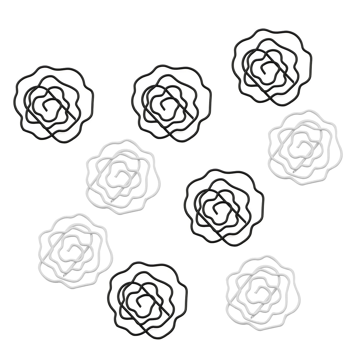 Yyangz 2Boxes 24Pcs Office Supply Accessories, Rose Shape Paper Clips, Large Paper Clips Non-Skid Smooth Finish Steel Wire (Blac