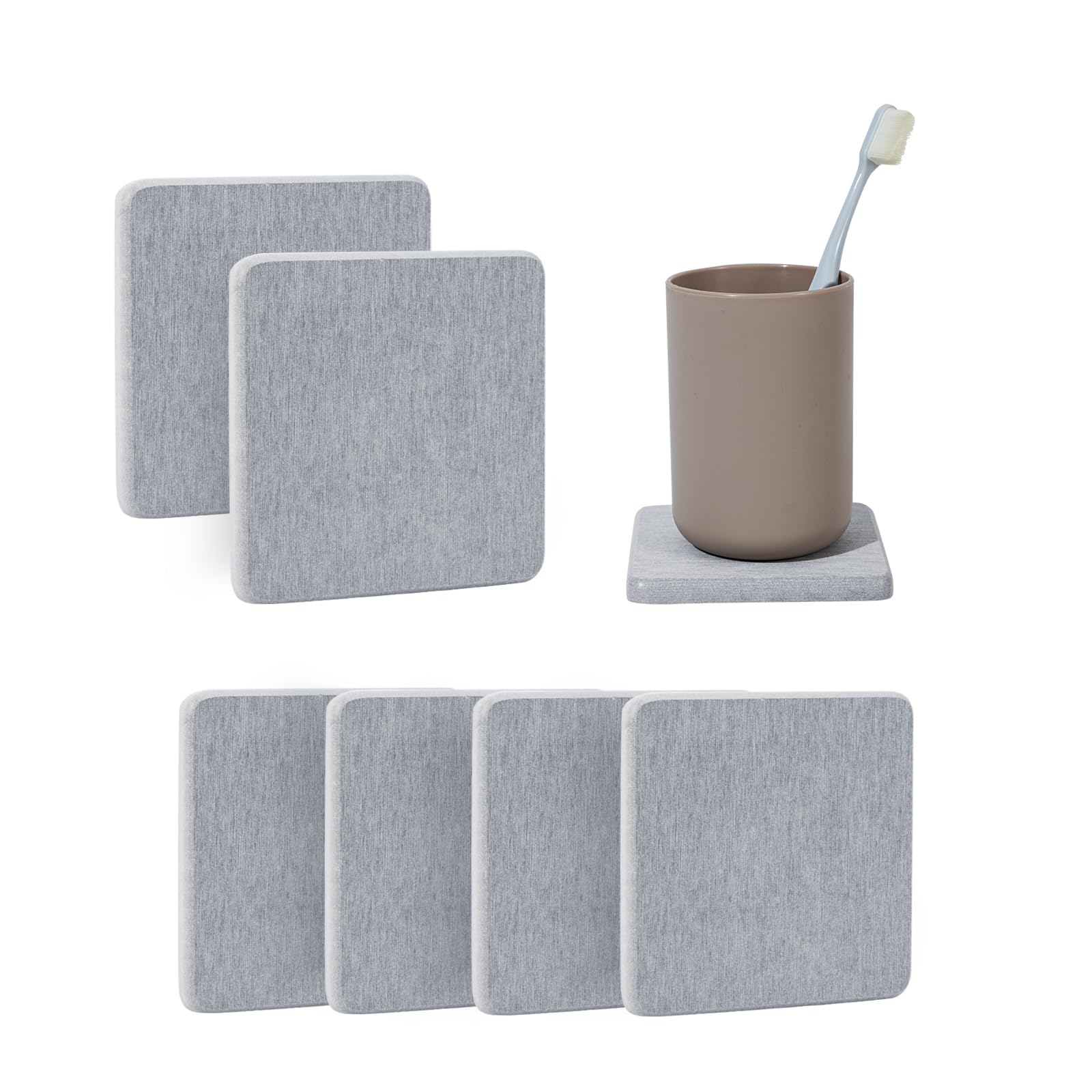 WBCBEC 6 Pieces Water Absorbent Diatomite Coasters, Diatomaceous Earth Kitchen Soap Dish Bathroom Trays Water Absorbing Stone Tr
