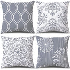 Coliuso Decorative Throw Pillow Covers 16x16 Set of 4, Gray and White Modern Simple Square Pillow Case Cushion Cover for Sofa Co