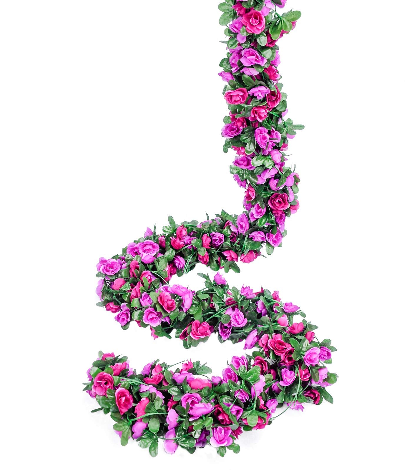 Miracliy 9 Pcs 73.8 Ft Flower Garland Fake Rose Vine Artificial Flower Hanging Rose Ivy Home Hotel Office Wedding Party Garden C