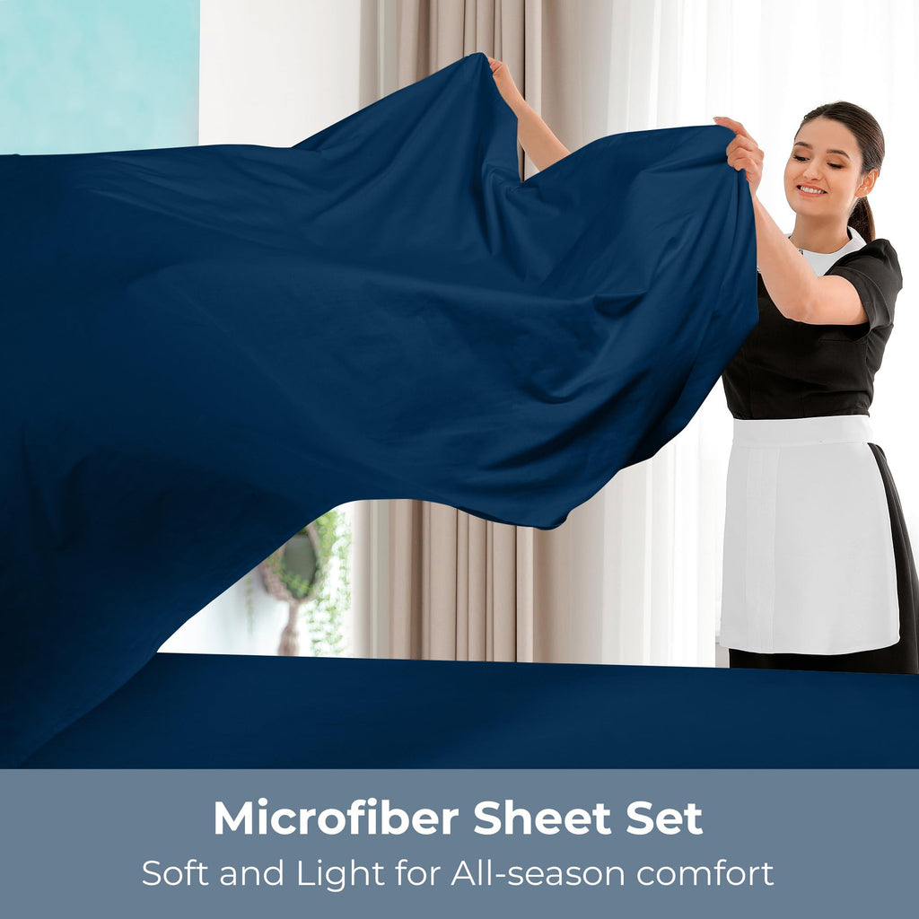 Royale Linens - 4 Piece California King Bed Sheet - Brushed Microfiber 1800 Bedding - 1 Fitted Sheet, 1 Flat Sheet, 2 Pillow Cas