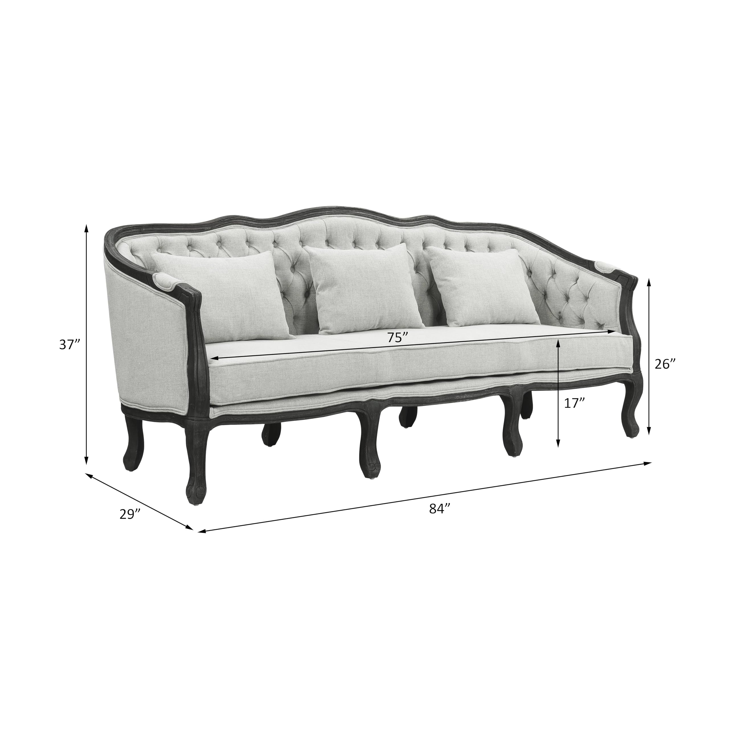 Acme Furniture Upholstered Sofa with Button-Tufted Back, Gray and Dark Brown