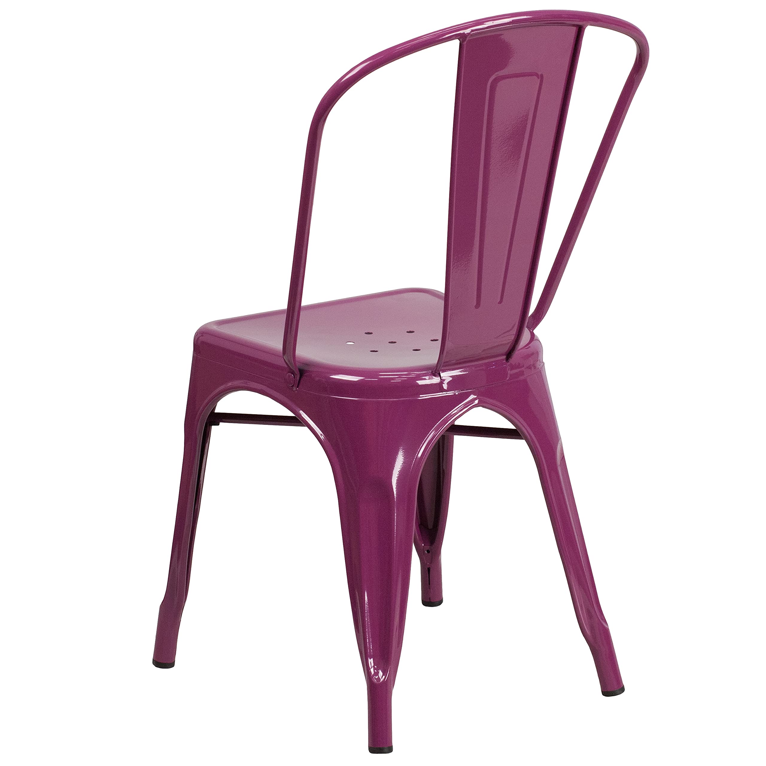 Flash Furniture Commercial Grade 31.5&quot; Square Purple Metal Indoor-Outdoor Table Set With 4 Stack Chairs