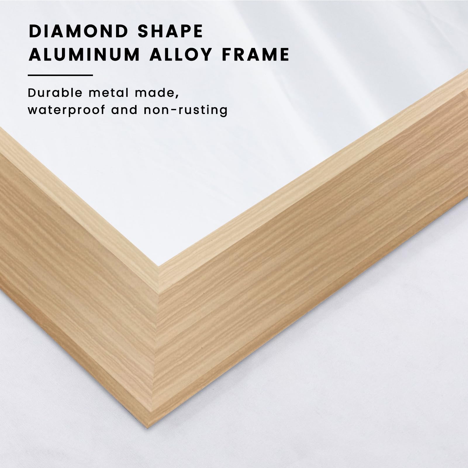 Amorho Bathroom Mirror, 60X40 Inch Wall Mirror, Oak Wood Grain Metal Framed, Anti-Rust, Hang Horizontally/Vertically, Suitable F