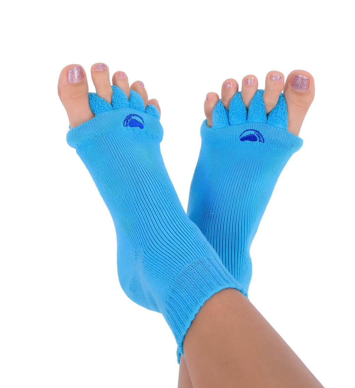 My Happy Feet Foot Alignment Socks With Toe Separators For Men Or Women | Light Blue (Small)