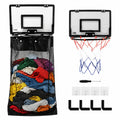 Over the Door Basketball Hamper, 2in1 Hanging Dirty Clothes Organizer with Hoop Design, Kids Room Fun Toss Storage Bag, Large 