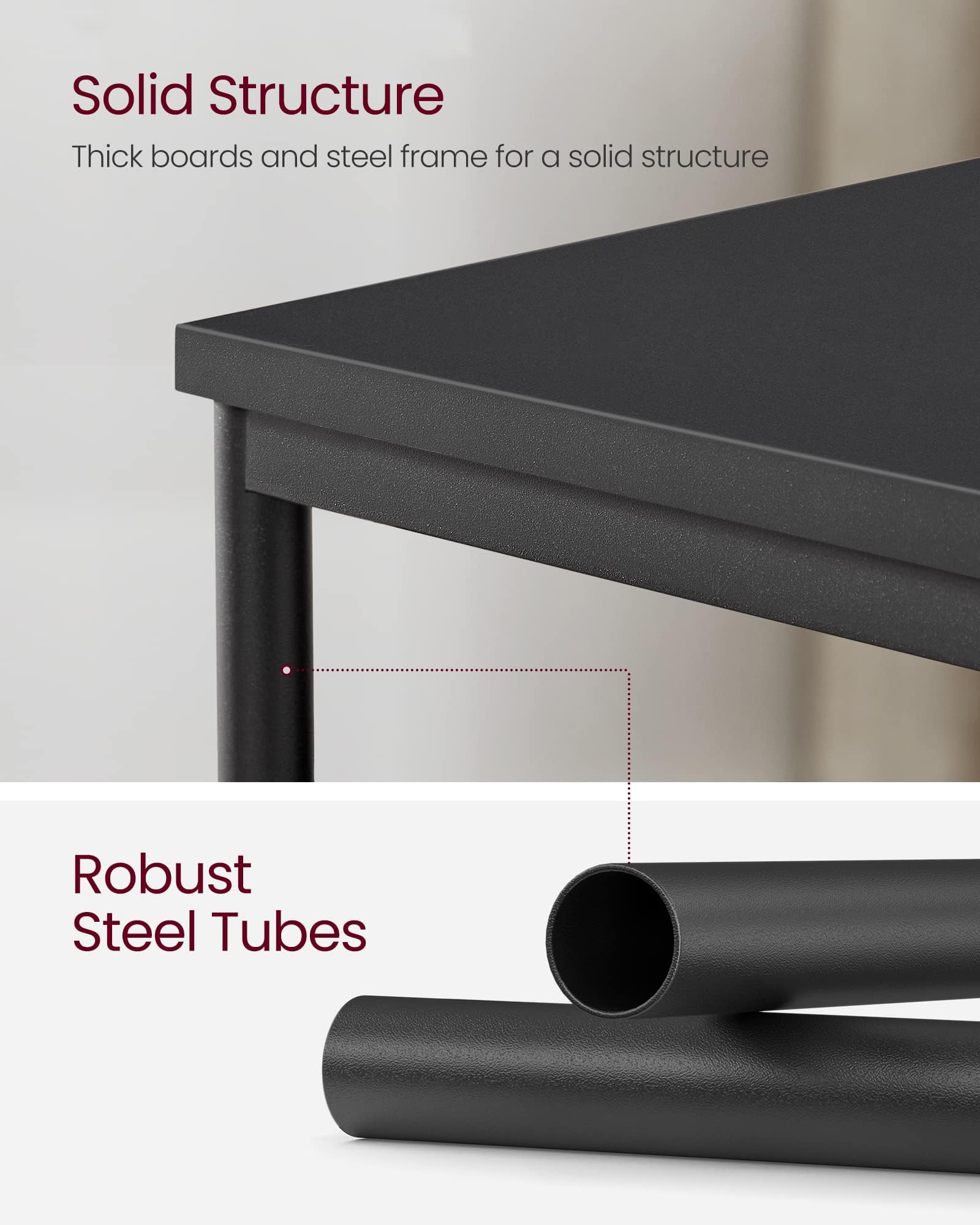 Vasagle Side Table, Small End Table, Tall Nightstand For Living Room, Bedroom, Office, Bathroom, Classic Black Ulet273B16