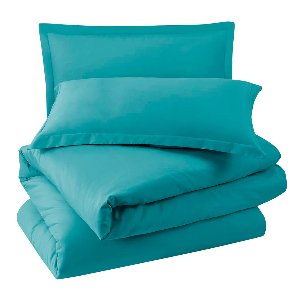 Nestl Teal California King Duvet Cover Sets - Soft Double Brushed Cal King Duvet Cover, 3 Piece, With Button Closure, 1 Duvet Co