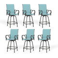 PHI VILLA Outdoor Bar Stools Set of 6, Swivel Patio Bar Stools & Chairs, High Top Bar Seating for Outside, Balcony,Porch and Bac