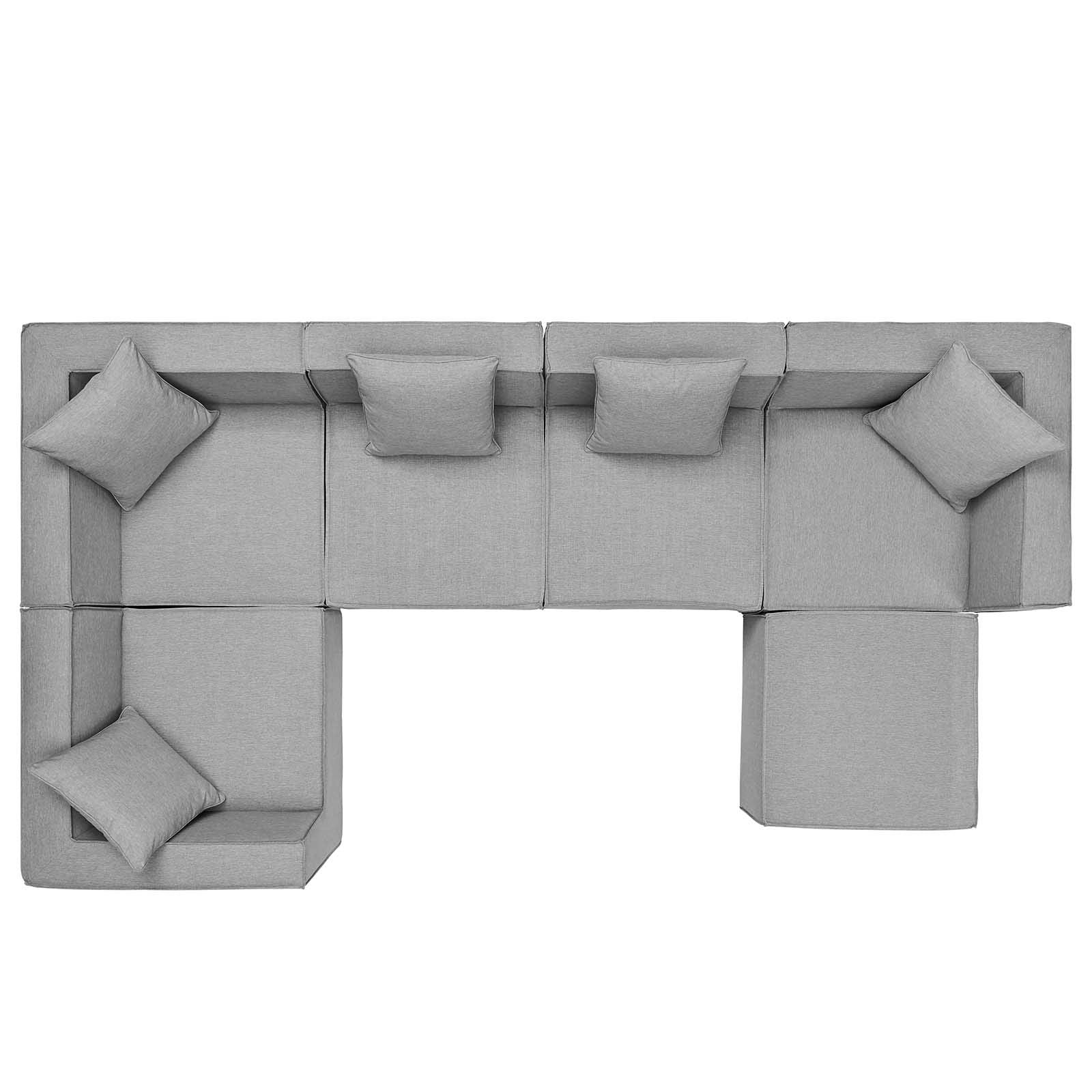 Modway Eei-4386-Gry Saybrook Patio Upholstered Sectional Sofa In Gray, 6-Piece Set