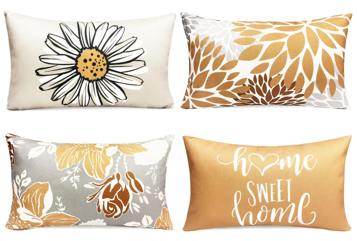 Rysmiyou Decorative Throw Pillow Covers Set Of 4 Coffee Pillow Covers 12X20 Inch Throw Pillow Cases Linen Square Pillow Case,Far