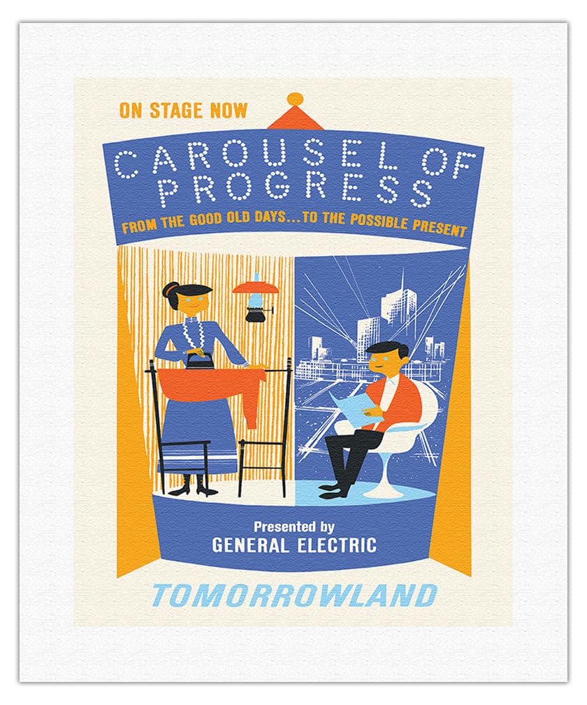 Disneyland - Tomorrowlands Carousel of Progress - Vintage Advertising Poster c.1967 - Fine Art Rolled Canvas Print 16in x 20in