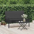 vidaXL Modern Black Patio Bench with Removable Cushion in Sturdy Poly Rattan and Powder-Coated Steel Frame - Ideal for Outdoor Living, Garden Seat with High Load Capacity