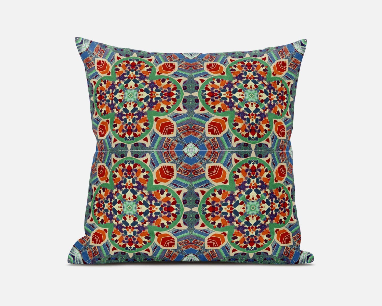 HomeRoots Orange Green Cloverleaf Boho Suede Throw Pillow