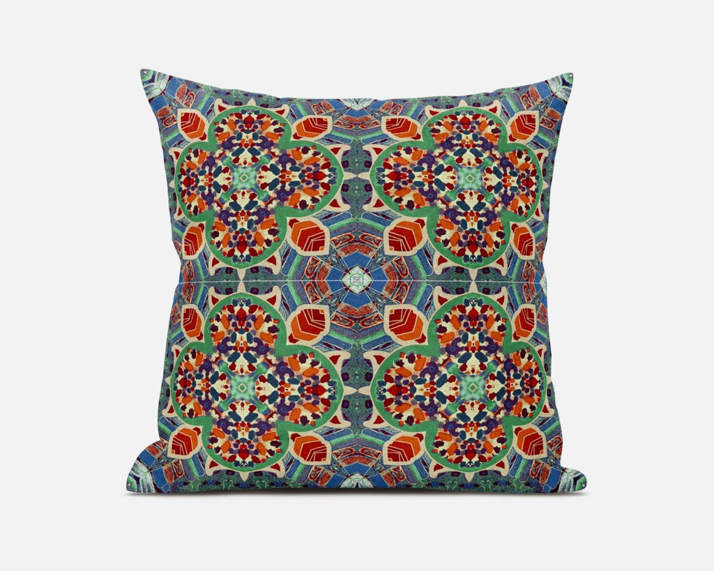 HomeRoots 16â€ Orange Green Cloverleaf Boho Zippered Suede Throw Pillow