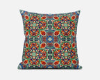HomeRoots 16â€ Orange Green Cloverleaf Boho Zippered Suede Throw Pillow