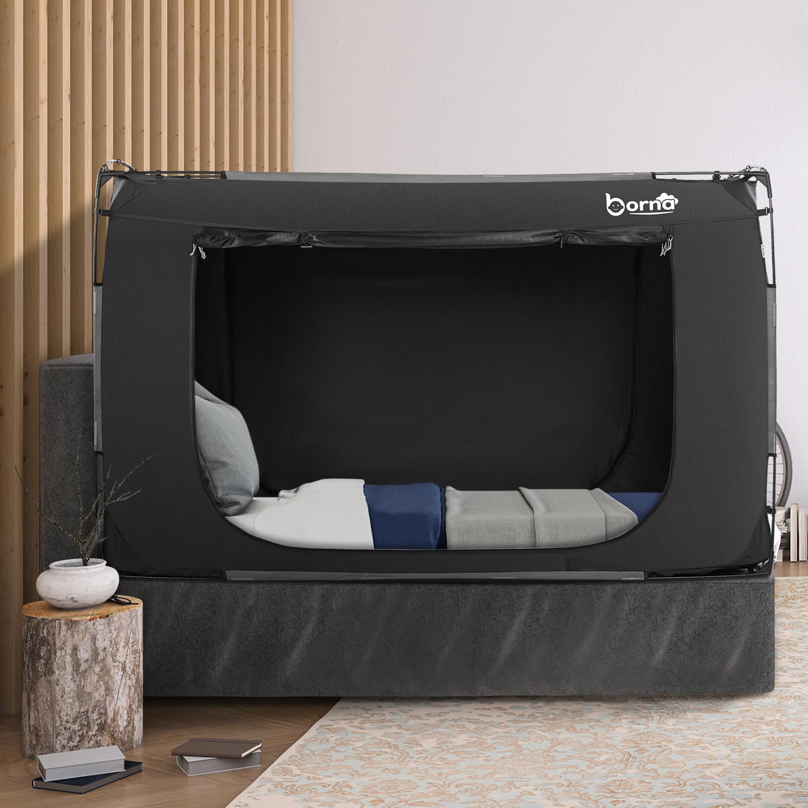 Borna Bed Tent Bed Canopy Twin Size, Portable Sleeping Tents Dream Tents Indoor For Kids And Adult, Breathable Privacy Space On