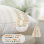 Decoruhome Boho Lumbar Decorative Throw Pillow Covers For Bed Bedroom Neutral Accent Cushion Cover Tufted Woven Pillow Case, 12X