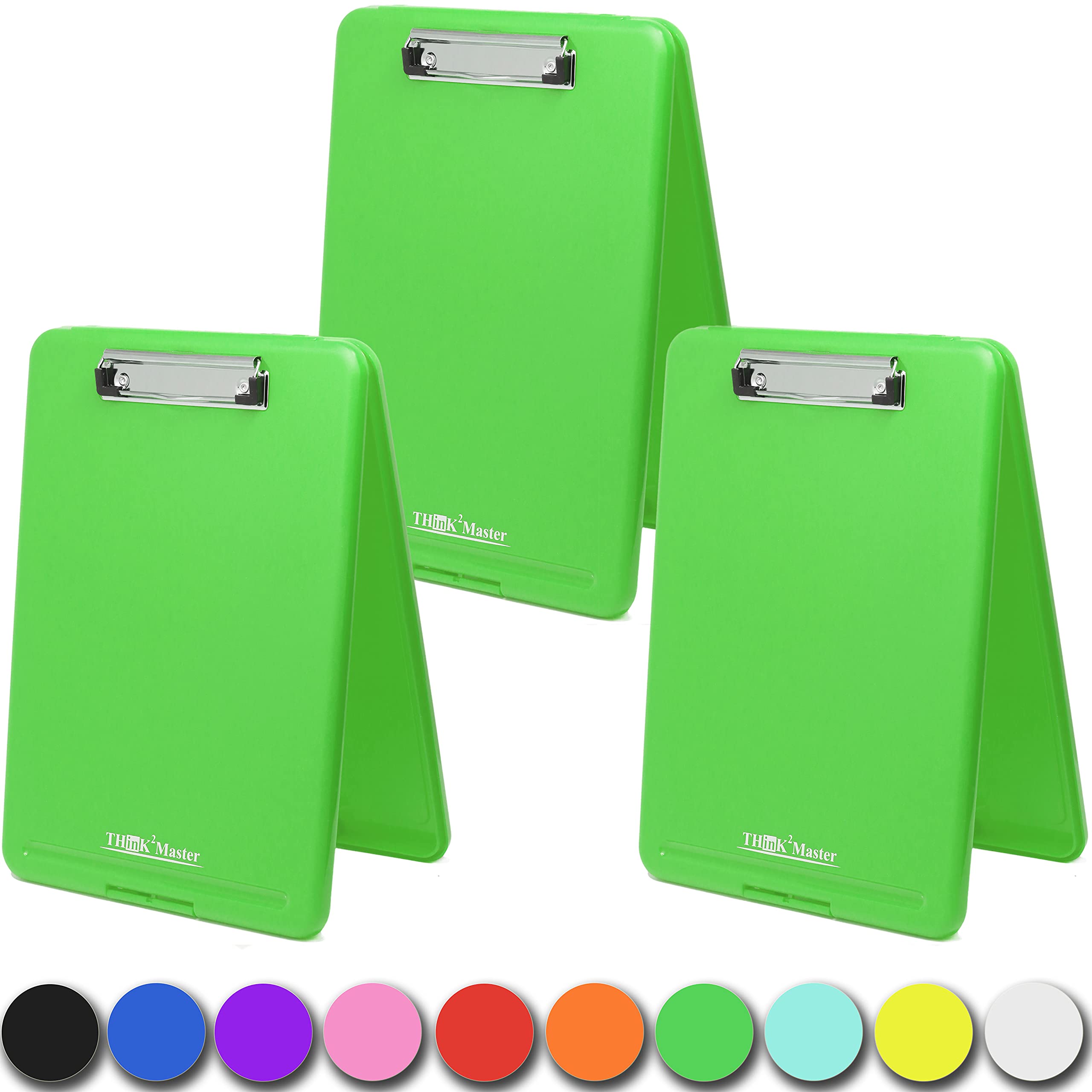 Think2Master [3 Pack] Green Plastic Storage Clipboard. | 25% Heavier & Sturdier| Heavy Duty And Wont Flex Like Other Brands (Com
