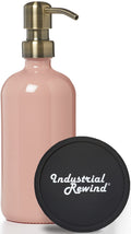 Glass Soap Dispenser with Metal Pump - 16oz Glass Jar Lotion Bottle by Industrial Rewind (Coral/Brass)