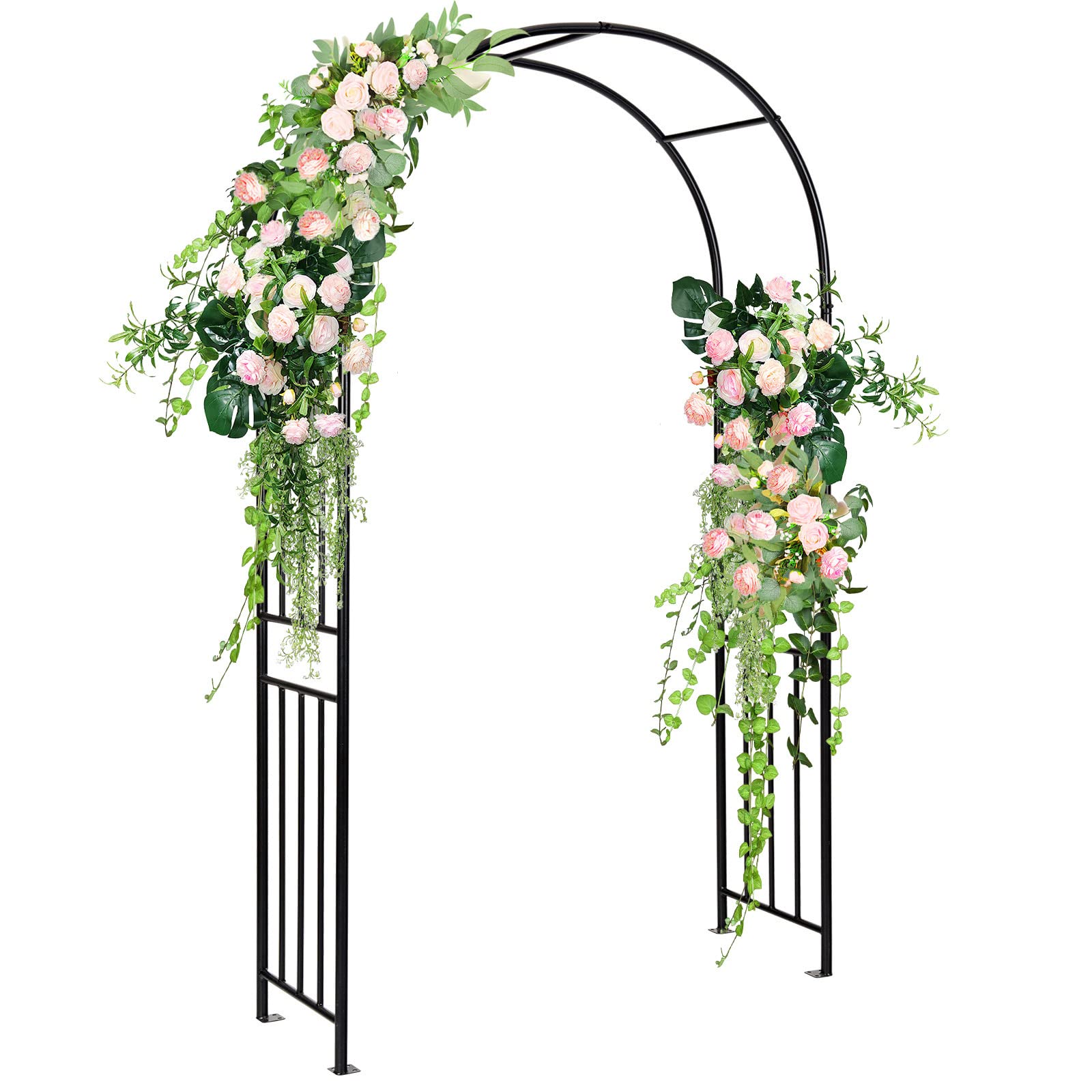 Giantex Garden Arbor, 7.2Ft Wedding Arch Garden Trellis With 8 Stakes, Metal Garden Arch For Climbing Plants Vines Rose, Outdoor