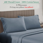 California Design Den Luxuriously Soft Hotel Quality 600 Thread Count, 100% Cotton Set Of 2 Cases, Crisp & Cool Pillowcases King Size Set Of 2, Fits King Pillows (Pastel Blue)