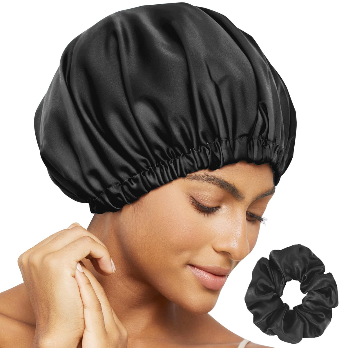 Satin Bonnet Silk Bonnet for Sleeping Women Double Layer Hair Bonnet Wrap Sleep Cap Gifts for Women Curly Hair
