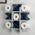 Weysat Tic Tac Toe Toilet Paper Holder Stand Bathroom Wall Decor Rustic Wooden Hanging Storage Freestanding Wall Mounted Shelves