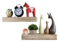 Spiretro Rectangle Floating Shelves Set of 2 - Wood Rustic Grey - Wall-Mounted for Trophy and Photo Frames - Home D  cor - Space