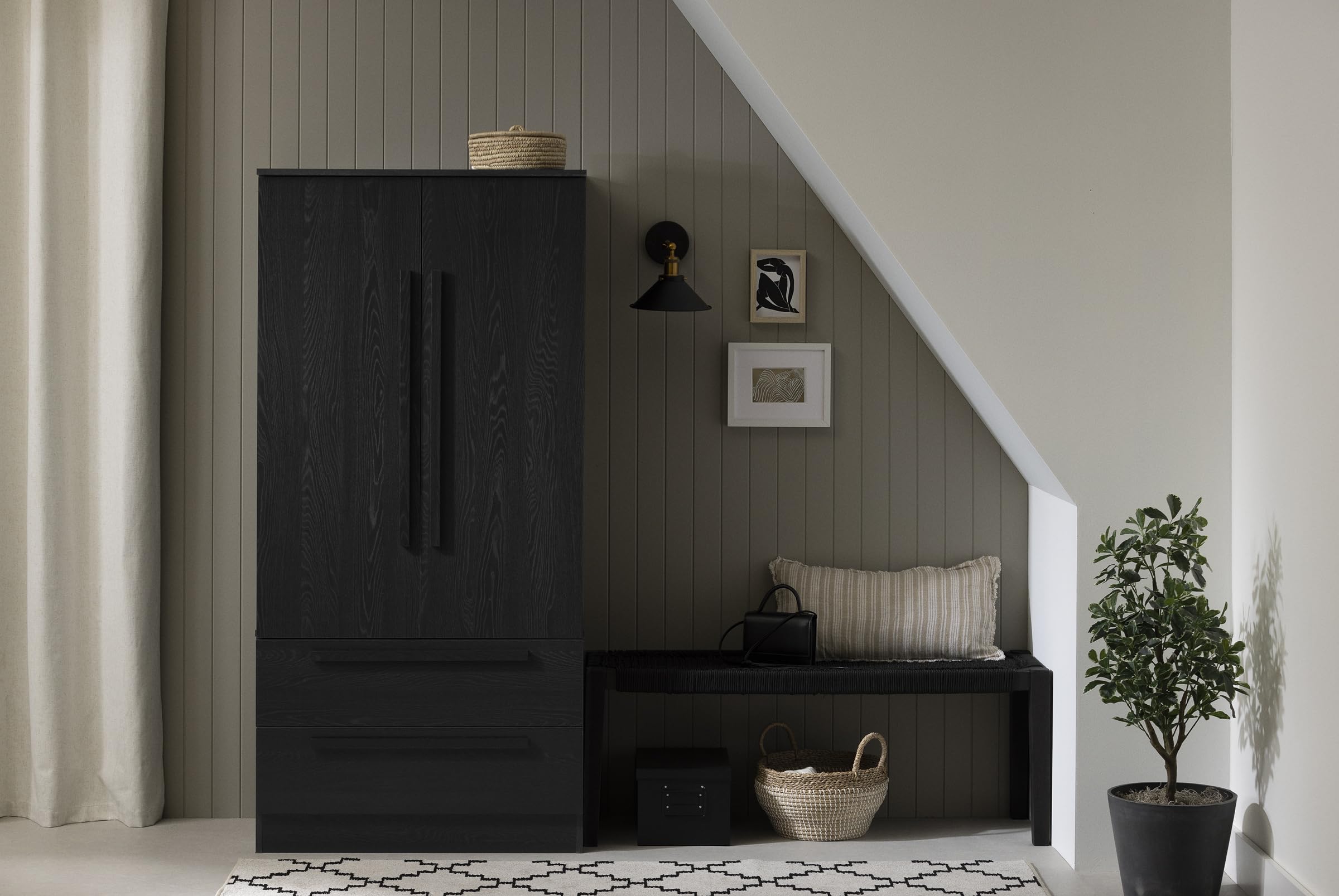 South Shore Furniture Haven 2-Door Armoire with Drawers, Black Oak