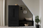 South Shore Furniture Haven 2-Door Armoire with Drawers, Black Oak