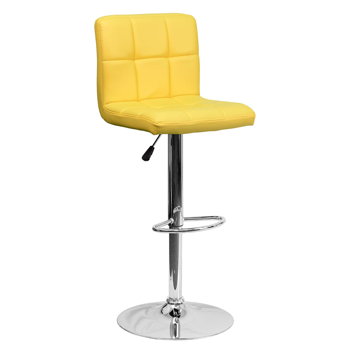 Flash Furniture Kathleen Contemporary Yellow Quilted Vinyl Adjustable Height Barstool with Chrome Base