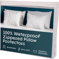 Niagara 2 Pack Waterproof Pillow Protectors King 20X36 Inches Smooth Zipper Premium Encasement Covers Quiet Cases Set White