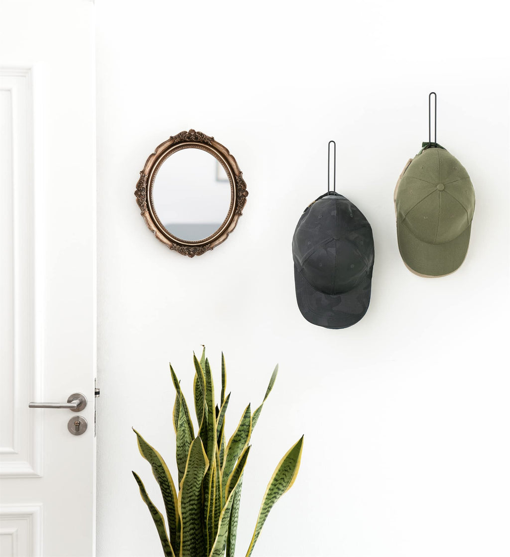 Mkono Hat Organizer For Baseball Caps, Set Of 2 Wall Hat Rack 5 Inches Space Saving Holds 20 Caps Modern L -Shaped Hat Hooks Wal