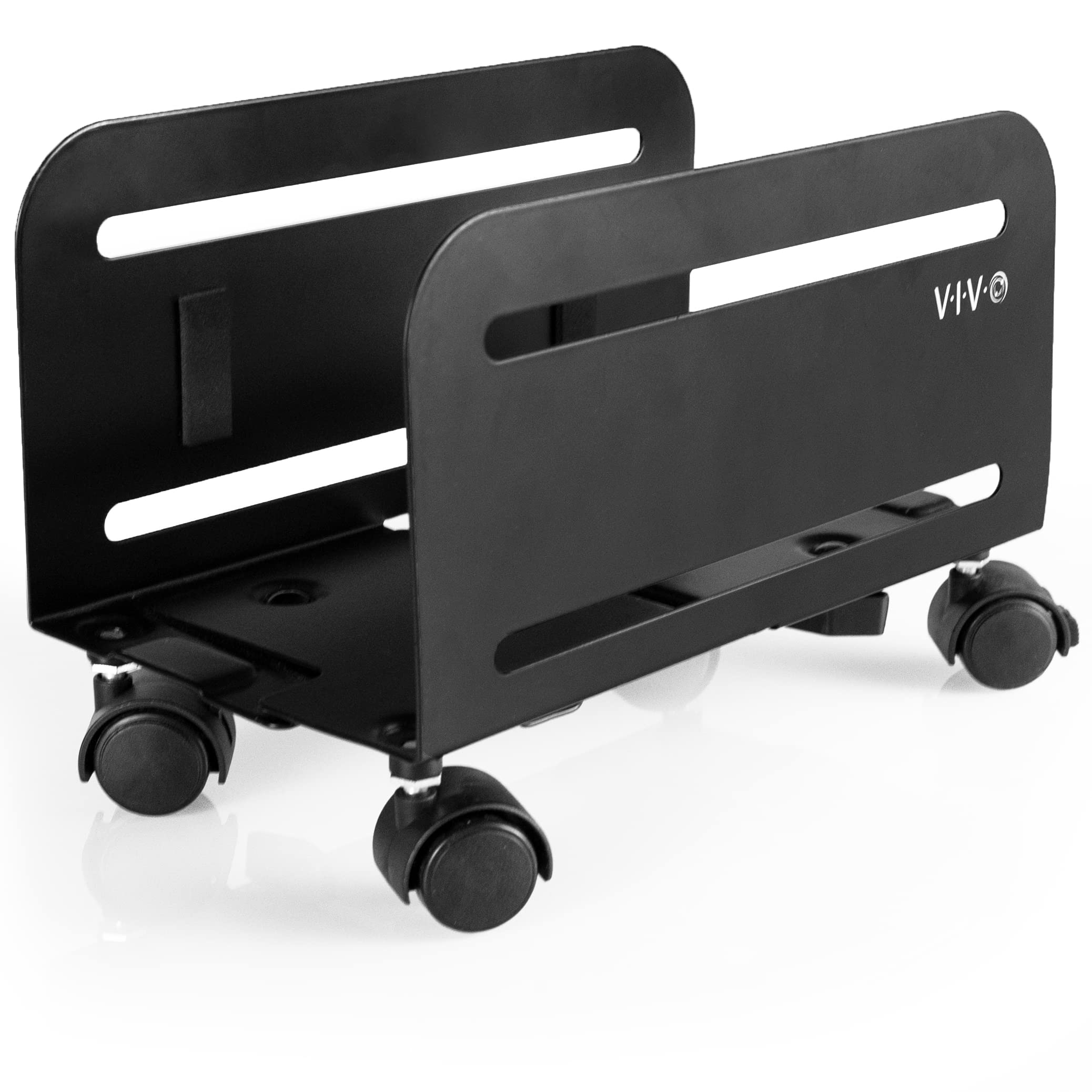VIVO Computer Mid-Tower Case, CPU Steel Rolling Stand, Adjustable Mobile Cart Holder with Locking Caster Wheels, Black, CART-PC0