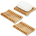 3 Pieces Bamboo Soap Dishes Self Draining Wooden Soap Dishes Wood Bar Soap Holder for Soap Sponge Dryer Bathroom Toilet Shower K