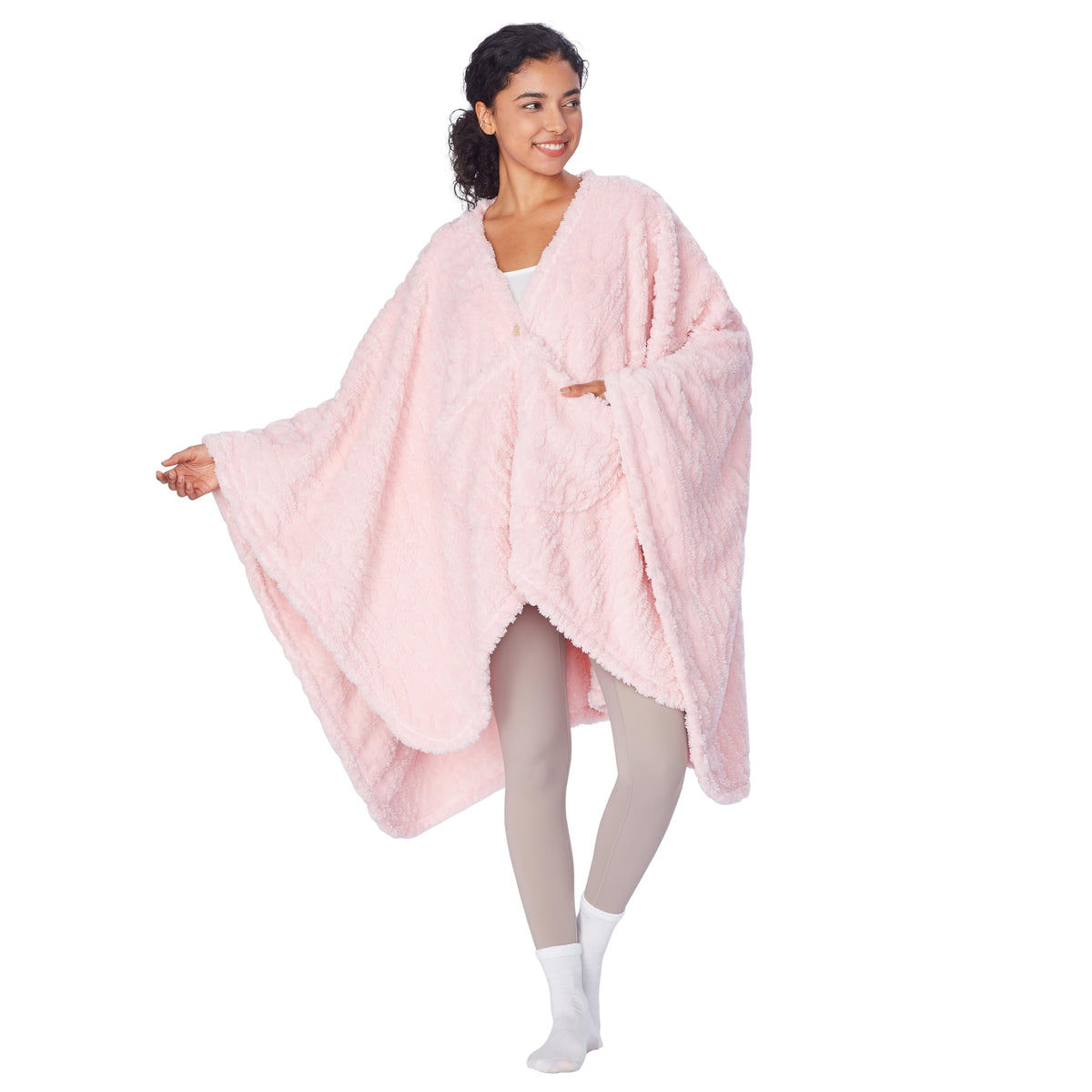 Catalopnia Womens Wearable Poncho Blanket, Fleece Blanket Cape With Pockets, Soft Warm Shawl, Gifts For Women