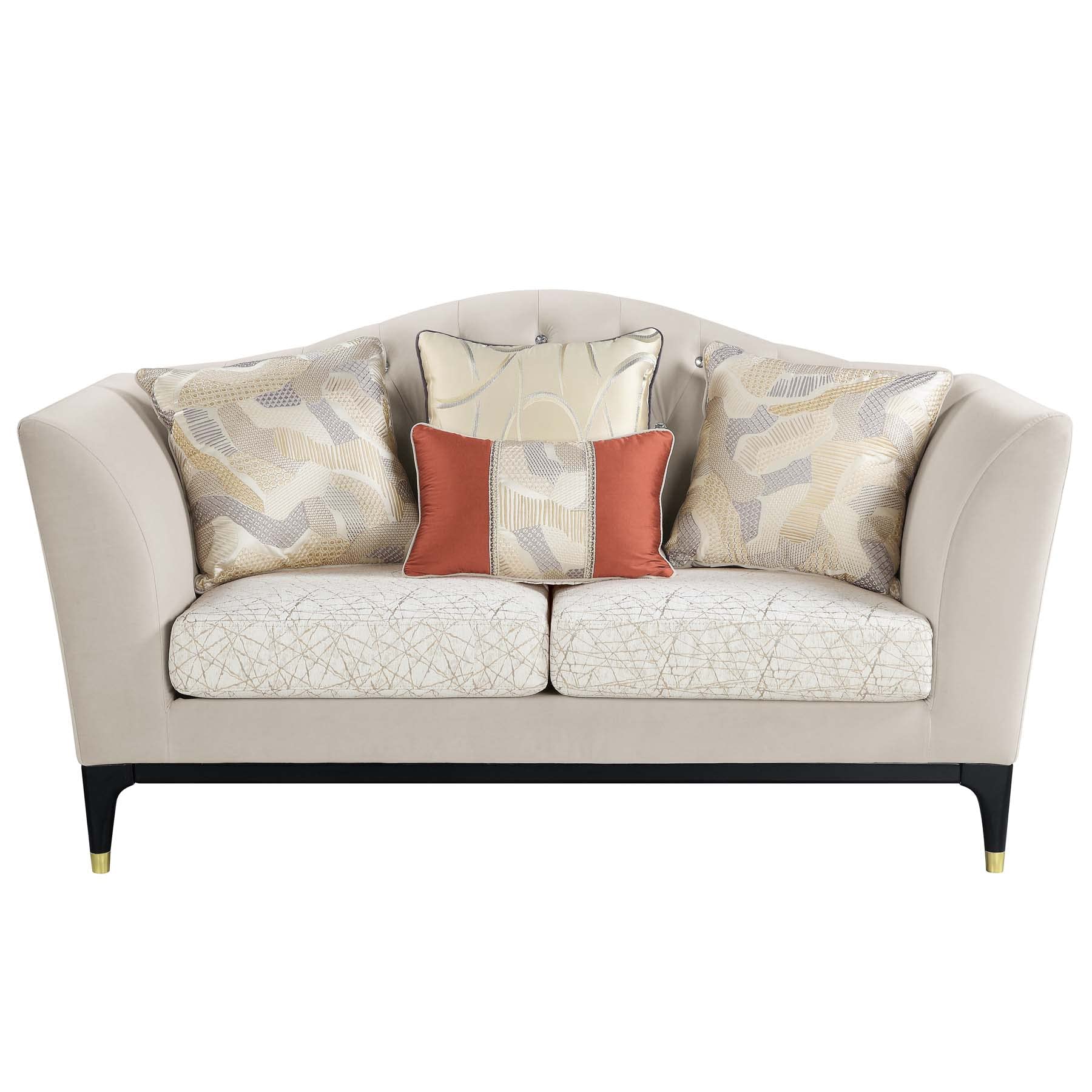 ACME Furniture Upholstered Loveseat with Button Tufted in Beige