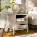 Bme Lyra Solid Wood Nightstand/Side Table/End Table - Easy Assembly - with 2 Drawers Storage for Mid Century Modern Living Room 